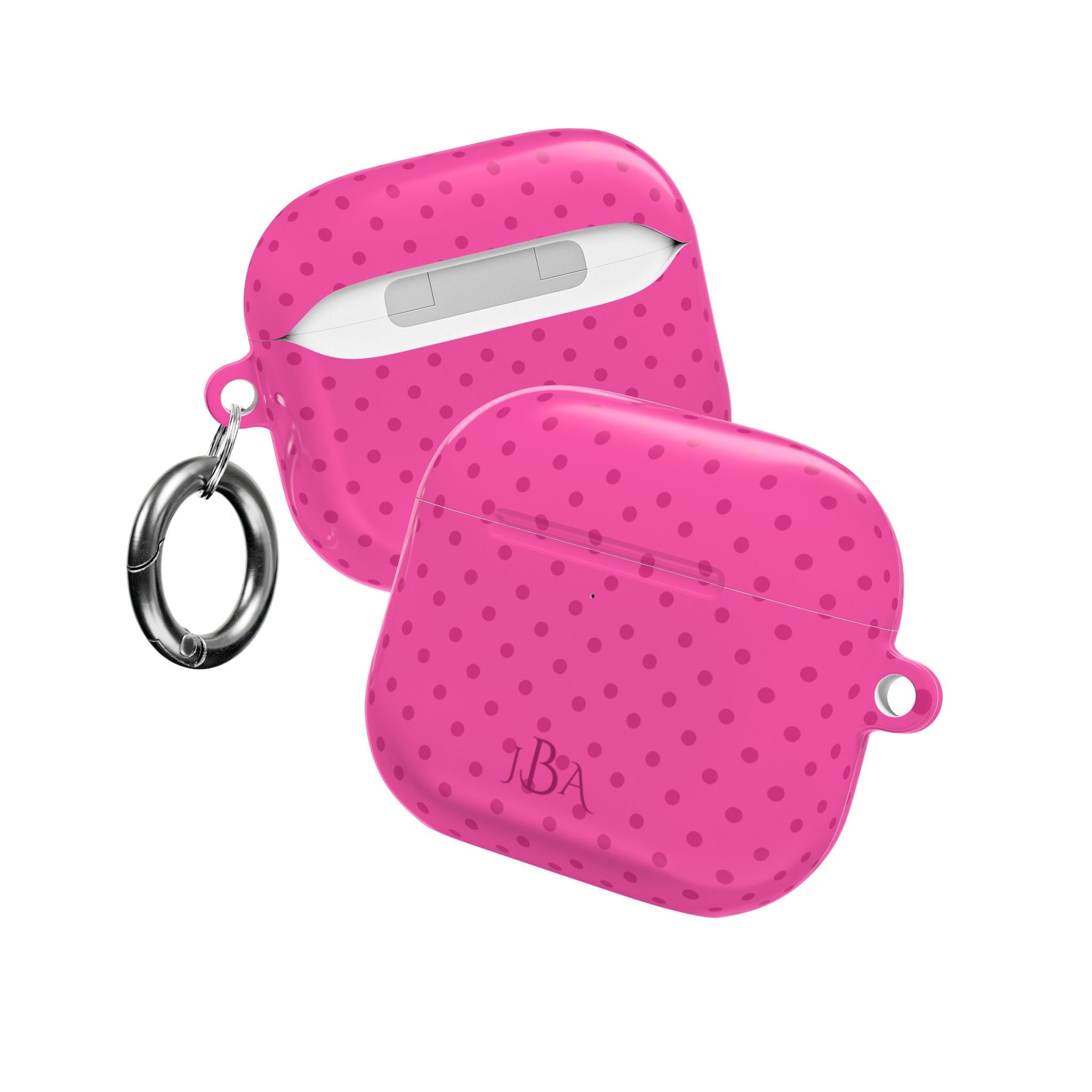 PERSONALIZED NAME CUSTOM FUCHSIA PINK POLKA DOTS INITIALS AIRPOD CASE