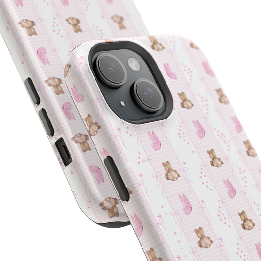 STRIPES BOW TEDDY PHONE CASE
