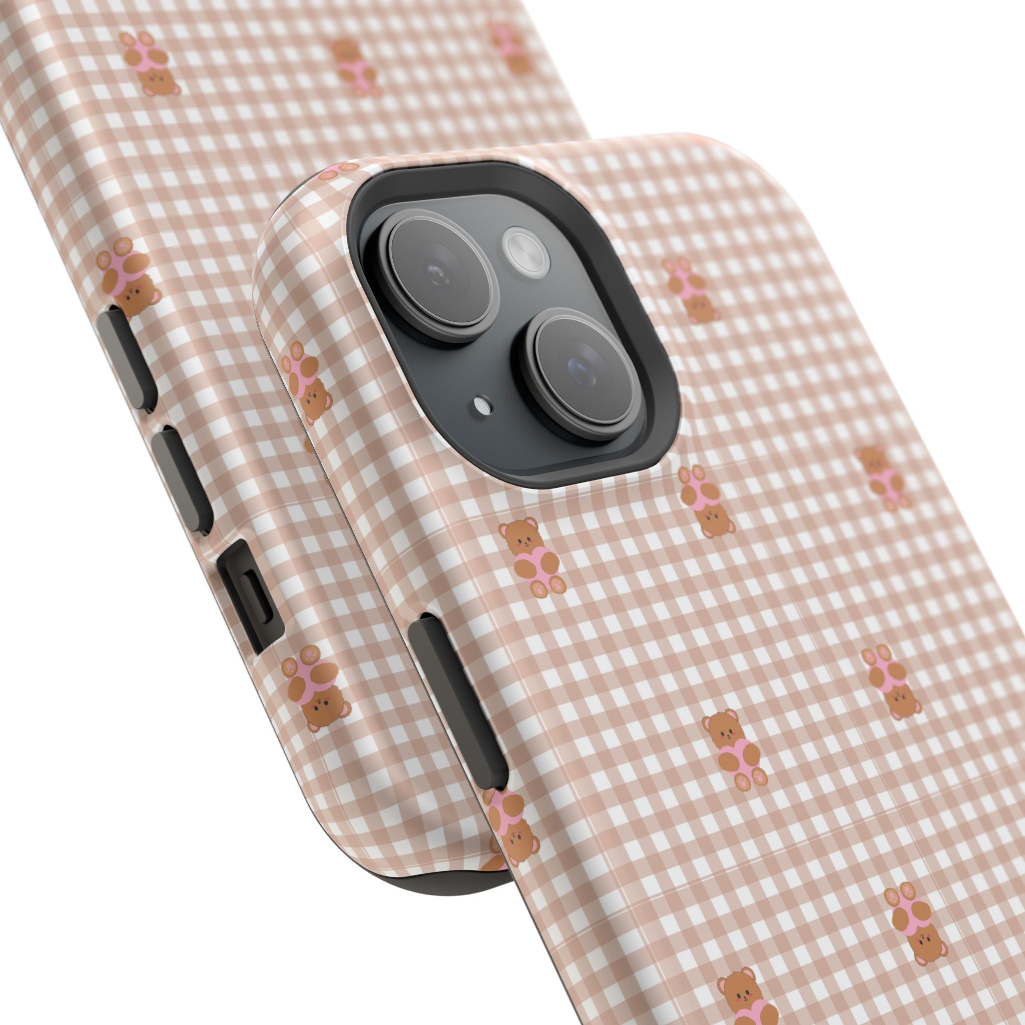 BEIGE GINGHAM TEDDY PHONE CASE