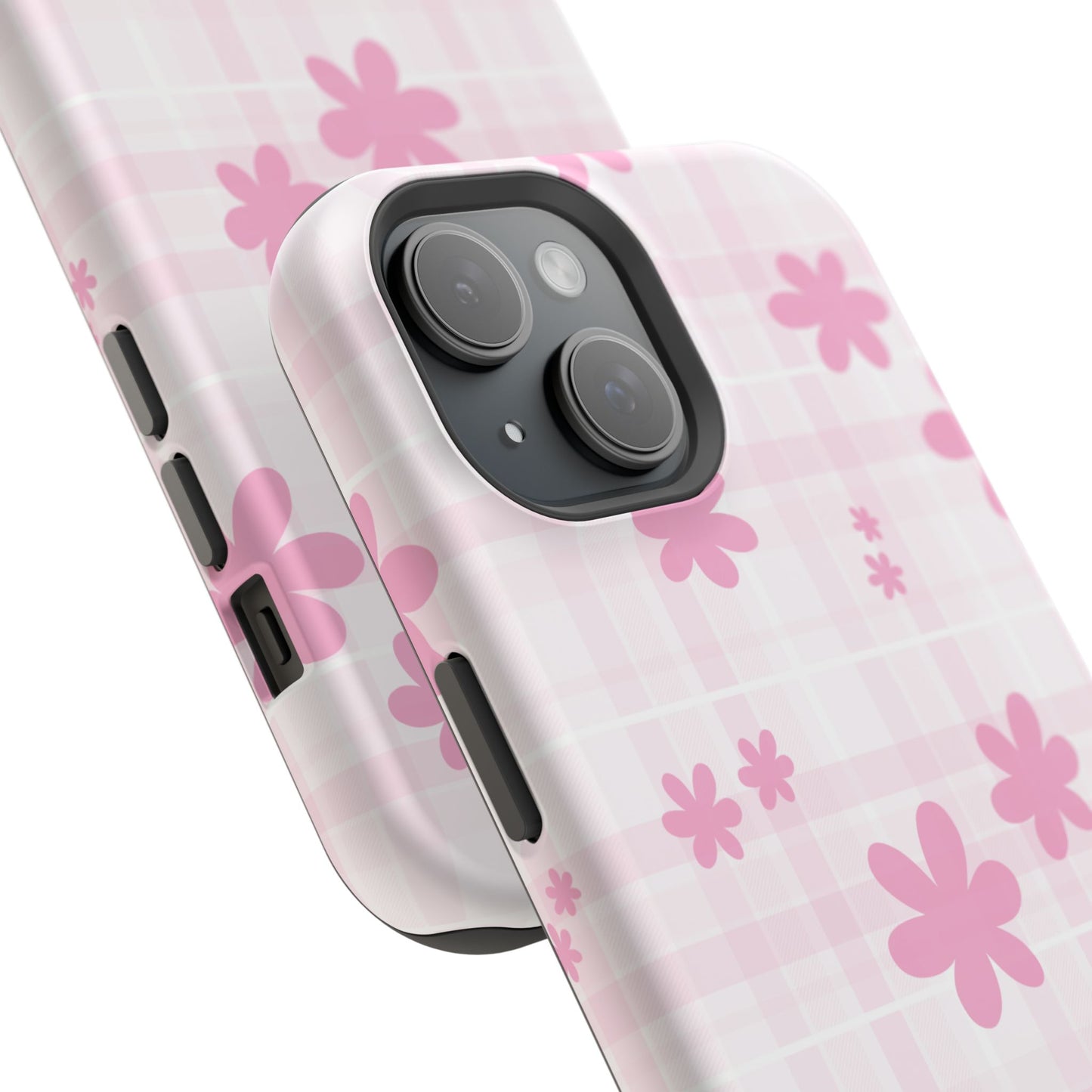 PINK GINGHAM FLOWER PHONE CASE