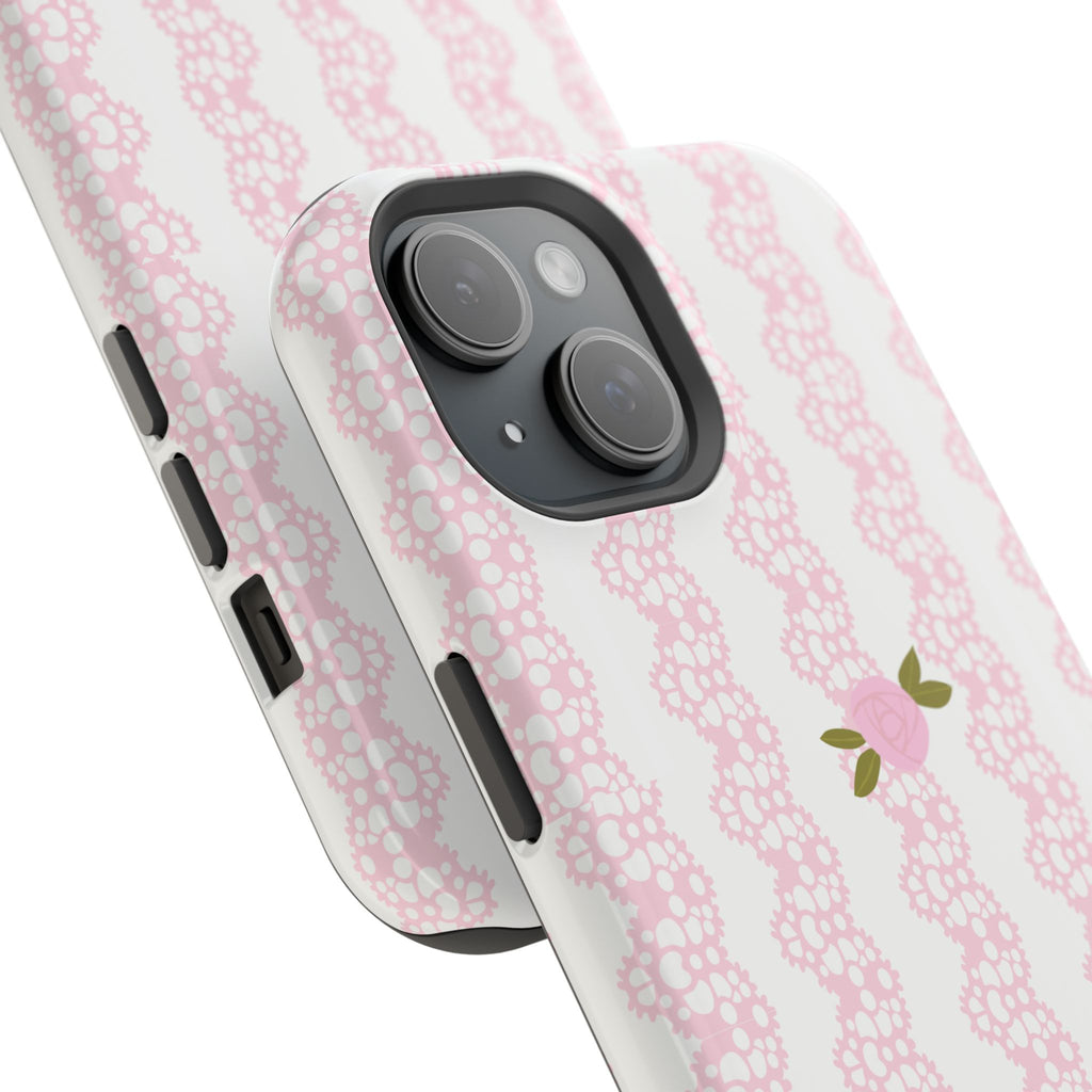 PINK LACE KNIT PHONE CASE