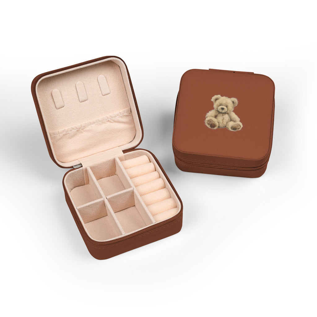 BROWN TEDDY BEAR JEWELRY TRAVEL BAG