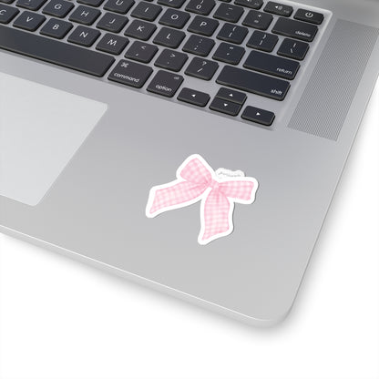PINK GINGHAM BOW GIRLHOOD STICKER