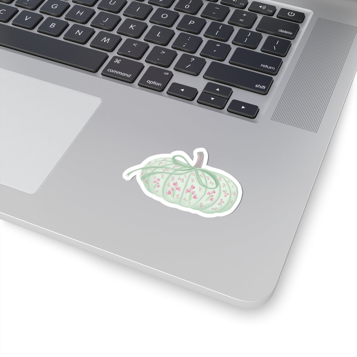 GREEN DITSY FLORAL PUMPKIN STICKER