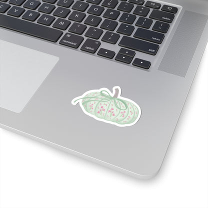 GREEN DITSY FLORAL PUMPKIN STICKER