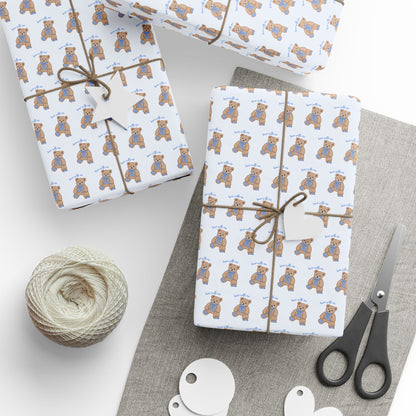 BLUE TEDDY BEAR WITH ME WRAPPING PAPER ROLL