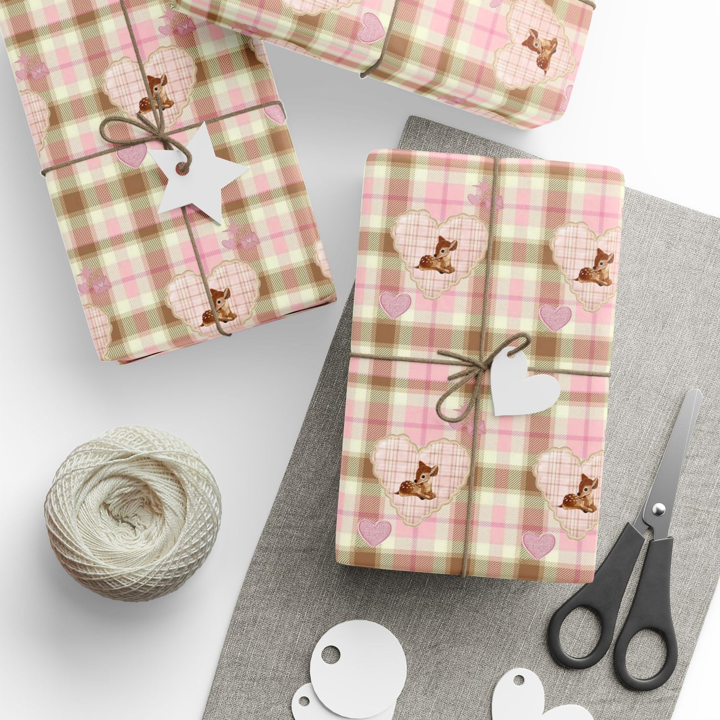 PLAID DEER WRAPPING PAPER ROLL