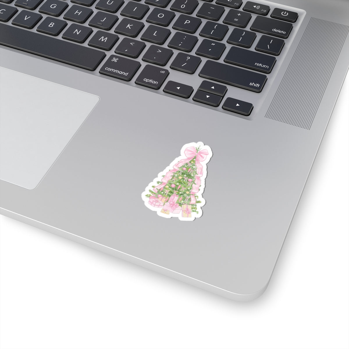PINK BOW CHRISTMAS TREE STICKER