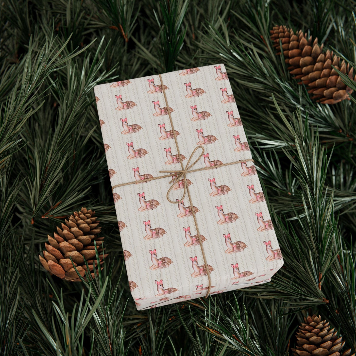SWEATER KNIT BOW DEER WRAPPING PAPER ROLL