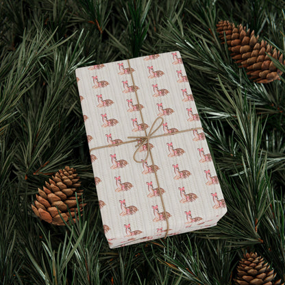 SWEATER KNIT BOW DEER WRAPPING PAPER ROLL