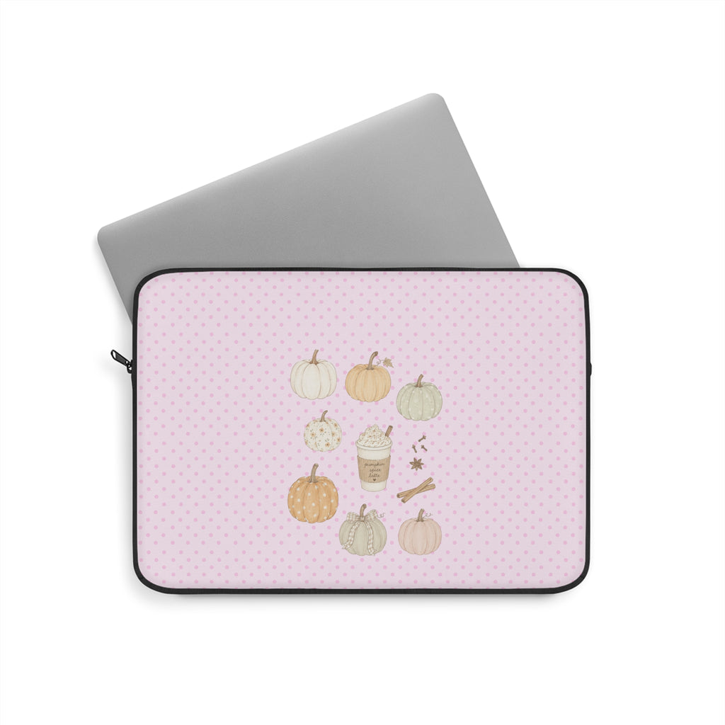 PINK POLKA DOTS COZY FALL PUMPKINS NEOPRENE KINDLE IPAD & LAPTOP SLEEVE