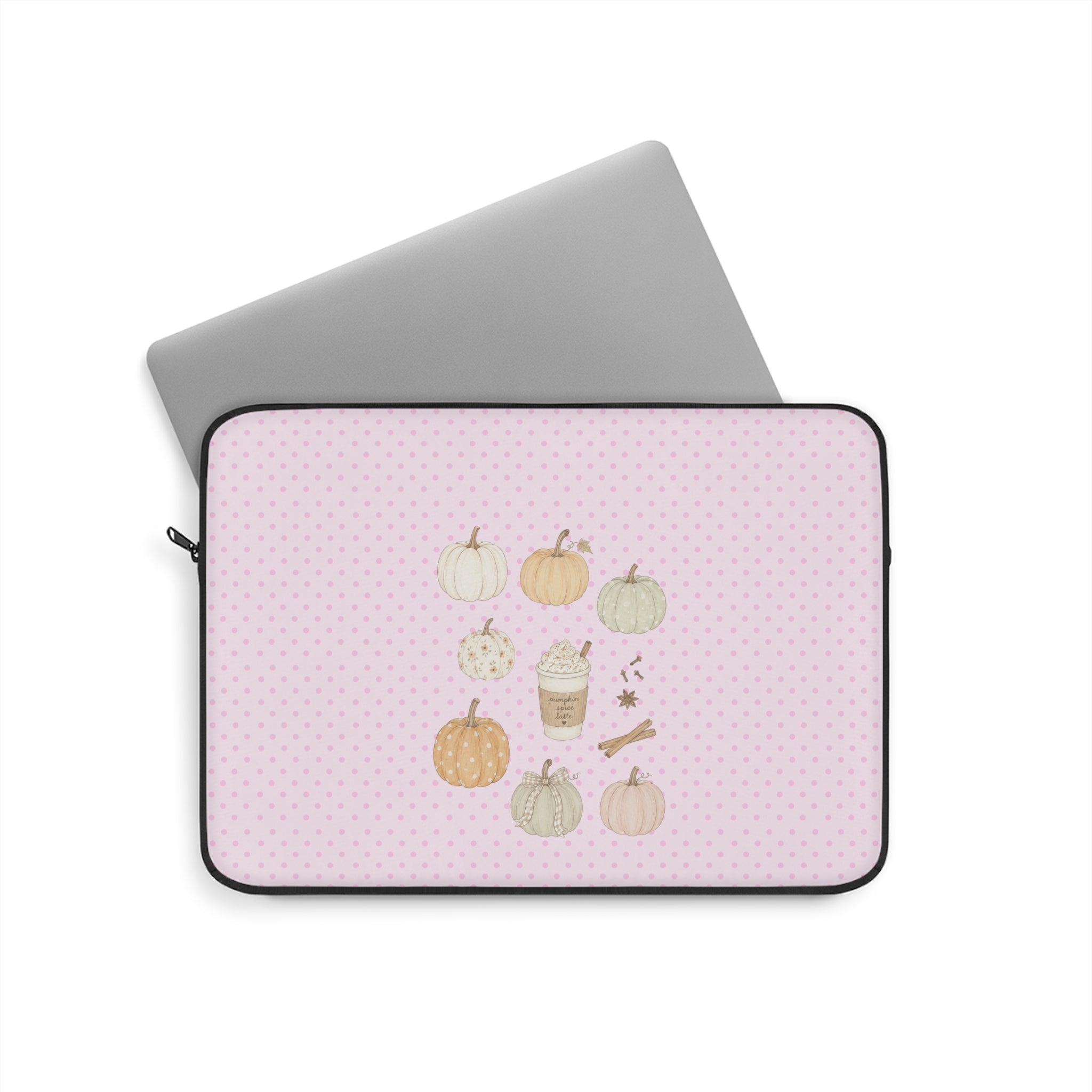 PINK POLKA DOTS COZY FALL PUMPKINS NEOPRENE KINDLE IPAD & LAPTOP SLEEVE