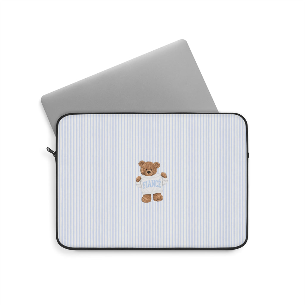 PERSONALIZED VARSITY SWEATER BLUE STRIPES CUSTOM TEDDY BEAR NAME FIANCE KINDLE IPAD & LAPTOP SLEEVE