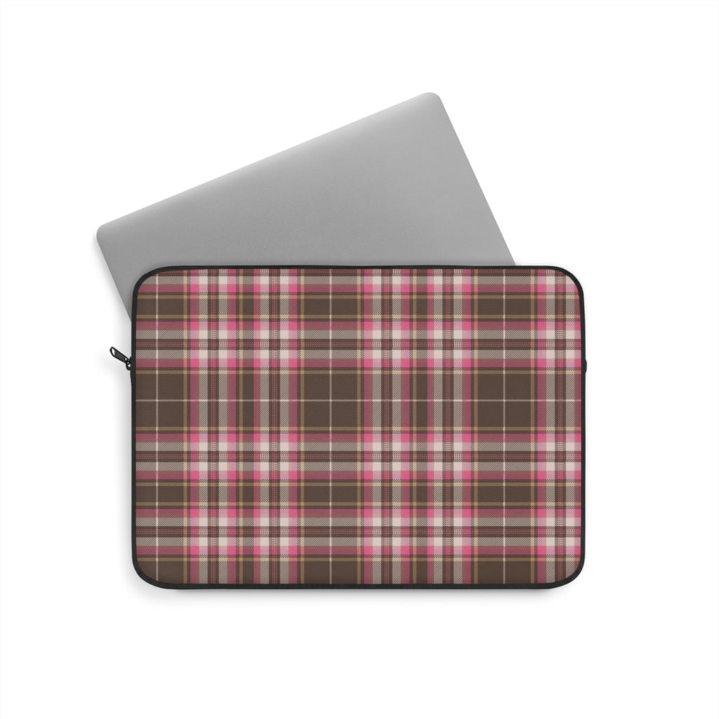 CHOCOLATE RASPBERRY TARTAN PLAID KINDLE IPAD & LAPTOP SLEEVE