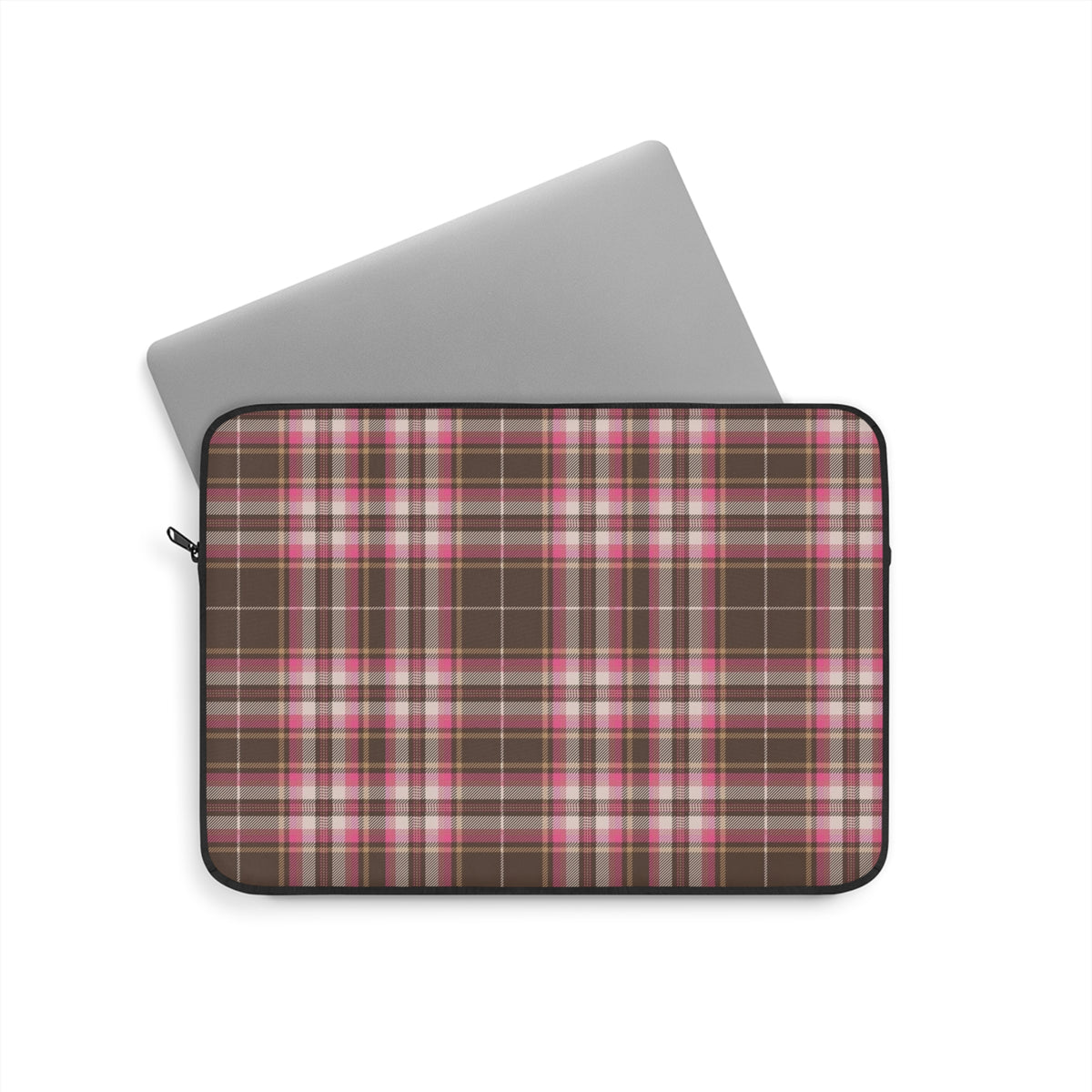CHOCOLATE RASPBERRY TARTAN PLAID KINDLE IPAD & LAPTOP SLEEVE