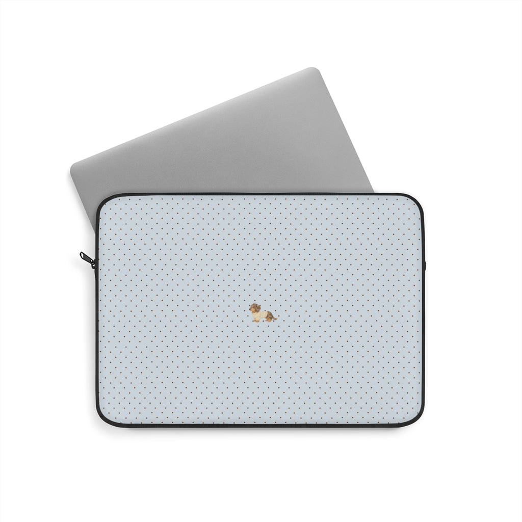 BLUE POLKA DOTS MINI DACHSHUND PUPPY DOG KINDLE IPAD & LAPTOP SLEEVE