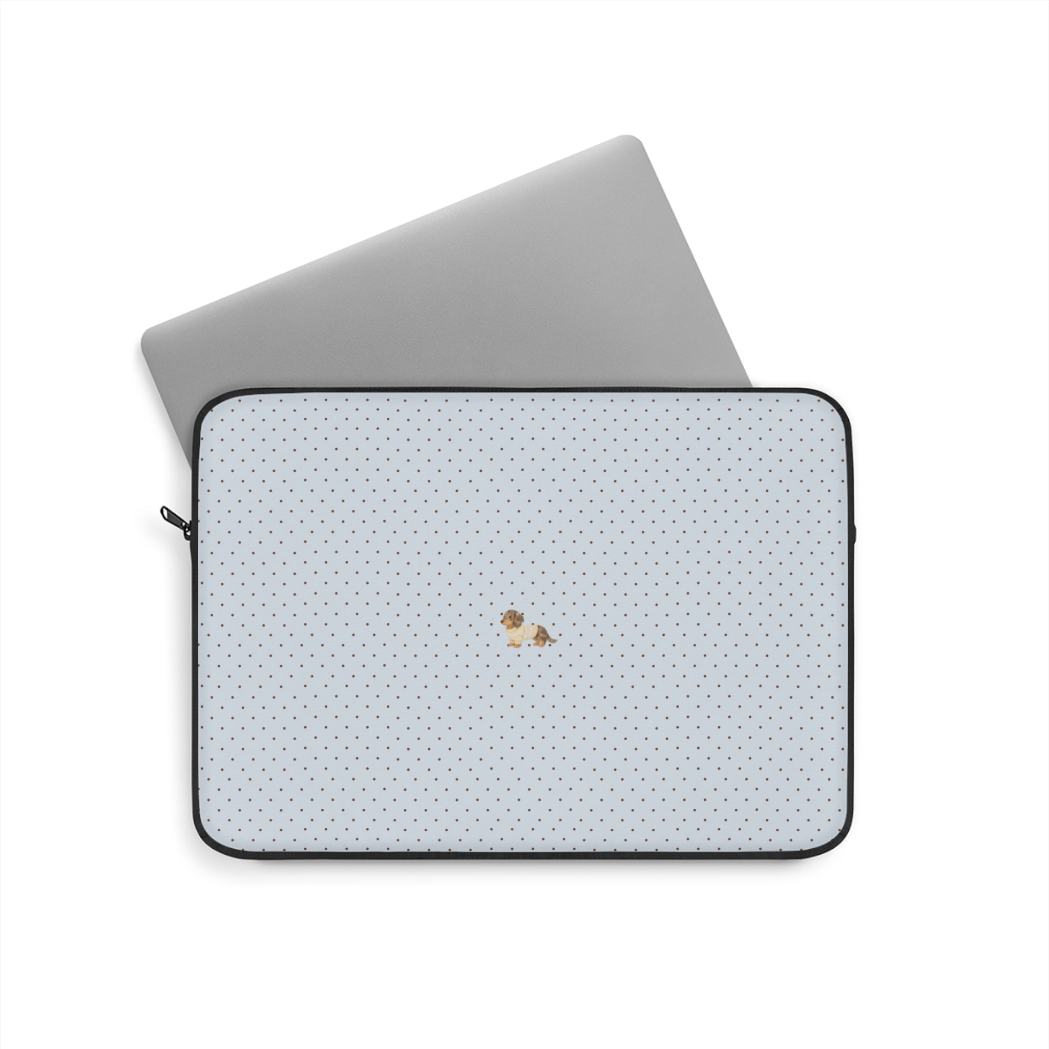 BLUE POLKA DOTS MINI DACHSHUND PUPPY DOG KINDLE IPAD & LAPTOP SLEEVE