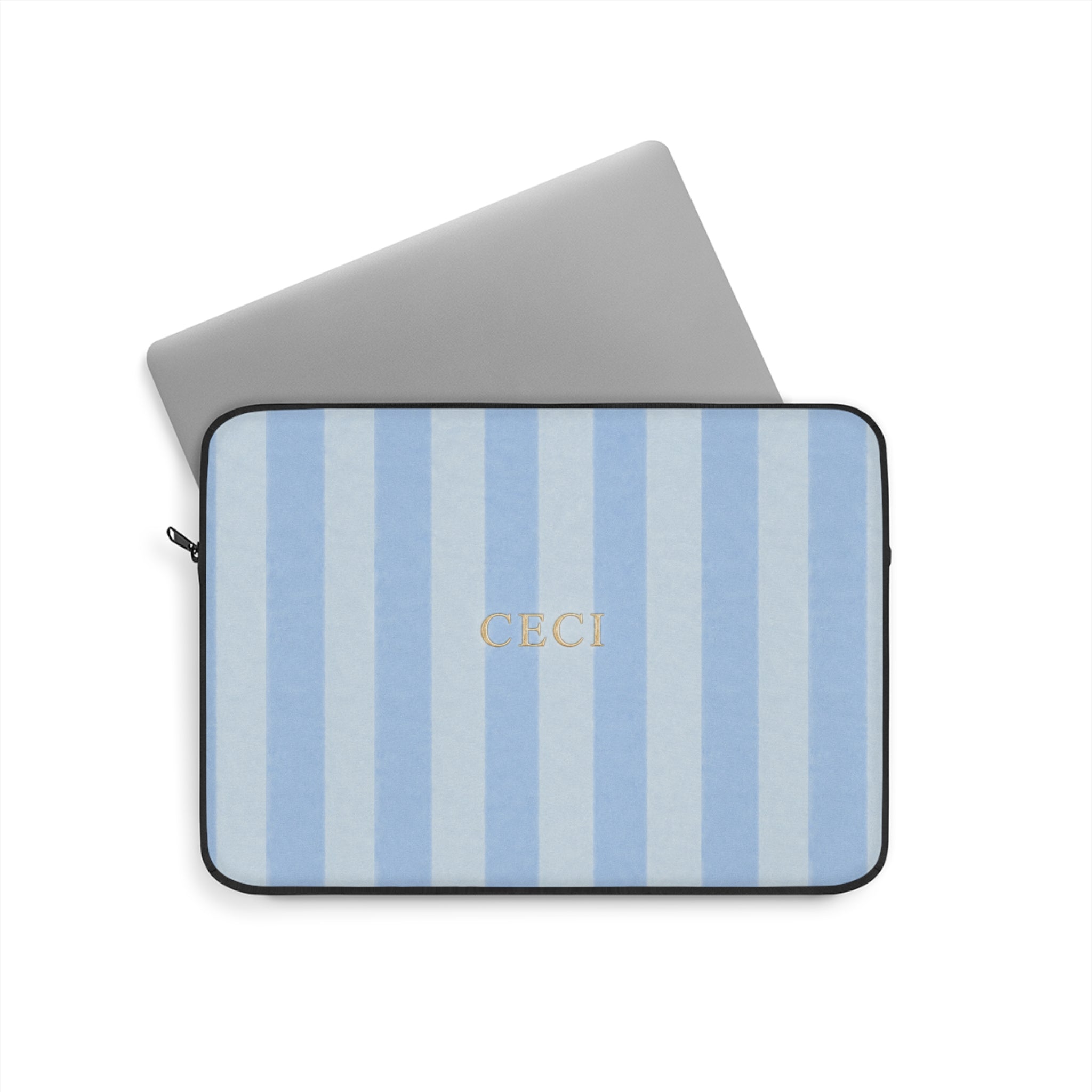 PERSONALIZED NAME CUSTOM SOFT BLUE STRIPES KINDLE IPAD & LAPTOP SLEEVE