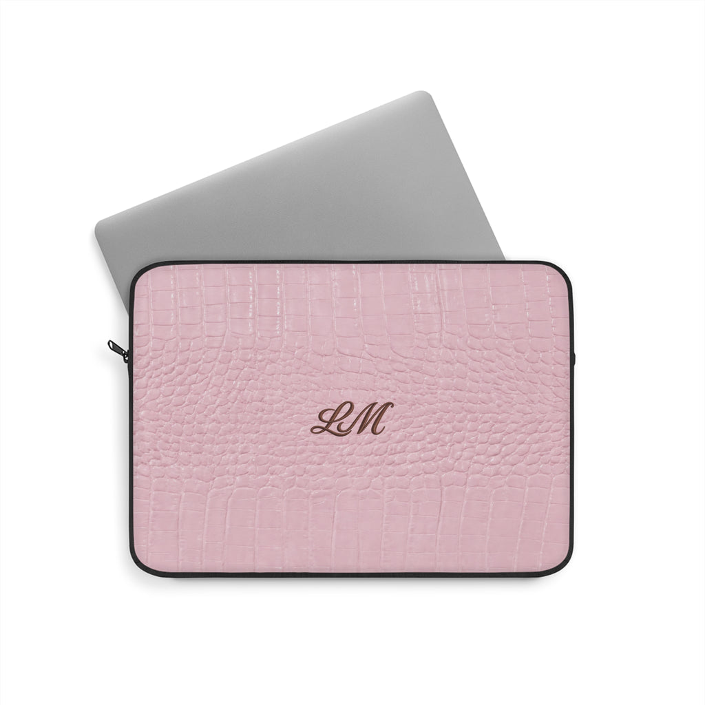 PERSONALIZED BABY PINK CROC MONOGRAM INITIALS CUSTOM NAME KINDLE IPAD & LAPTOP SLEEVE