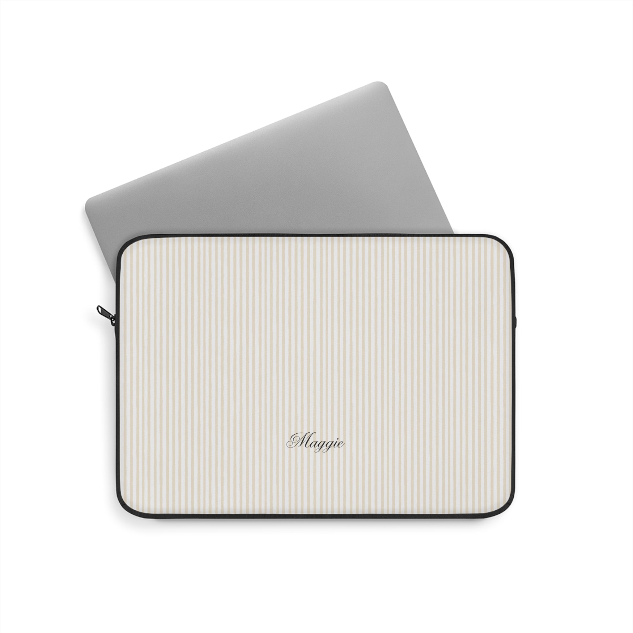 PERSONALIZED NAME CUSTOM BEIGE STRIPES KINDLE IPAD & LAPTOP SLEEVE