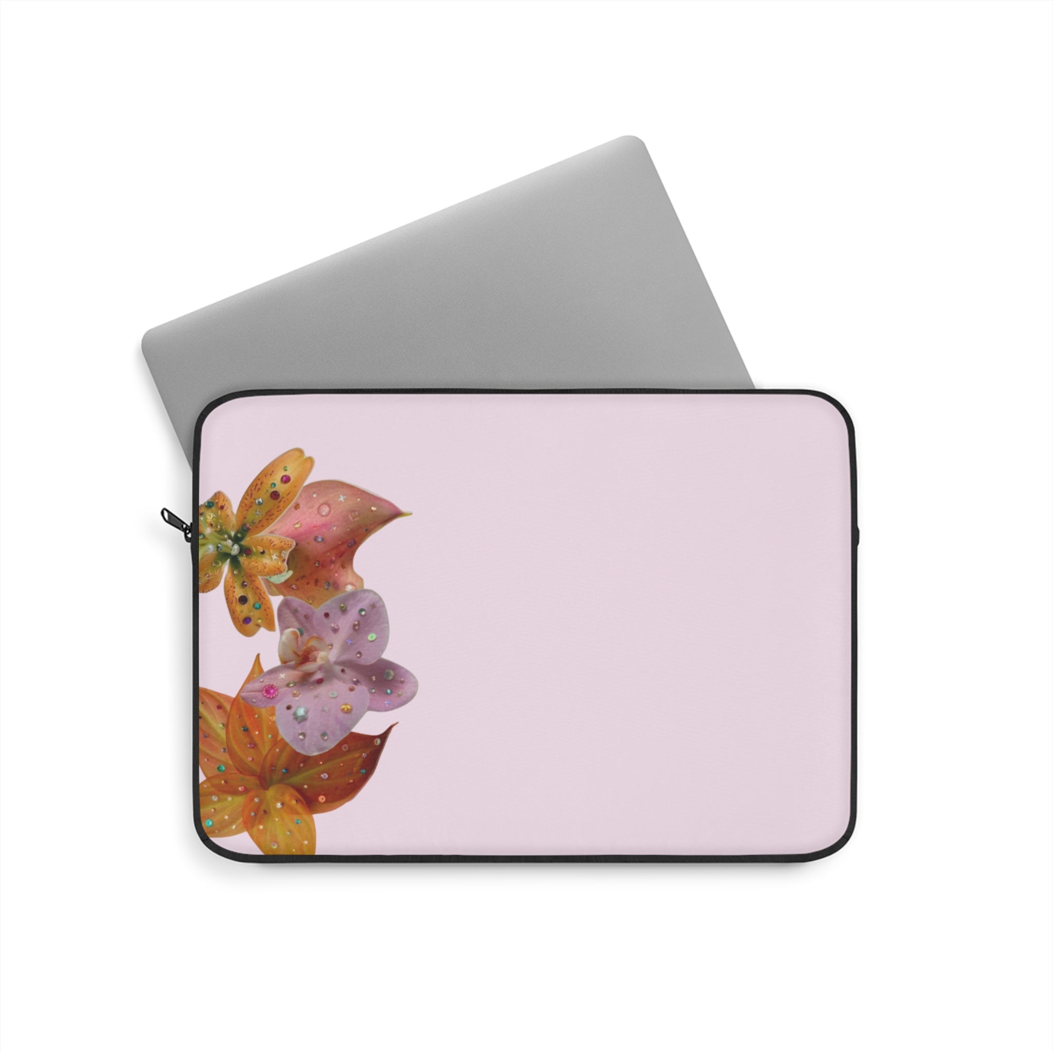 PINK EMBELLISHED LILY FLOWERS KINDLE IPAD & LAPTOP SLEEVE