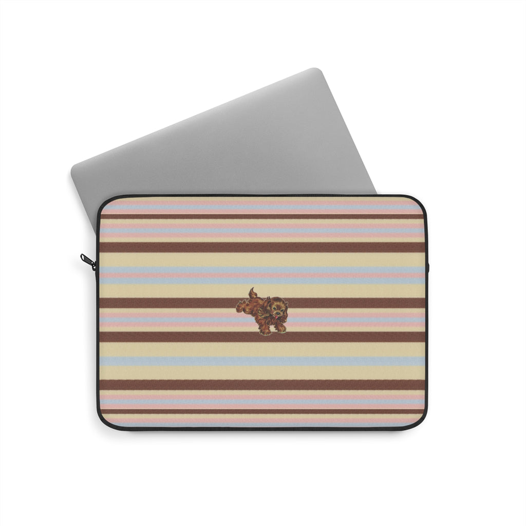 BUTTERSCOTCH STRIPES PARK AVENUE PUPPY KINDLE IPAD & LAPTOP SLEEVE