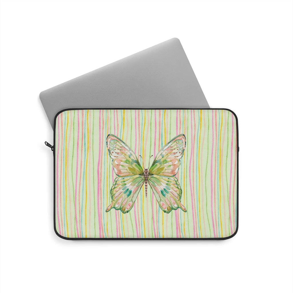 GREEN BUTTERFLY STRIPES KINDLE IPAD & LAPTOP SLEEVE