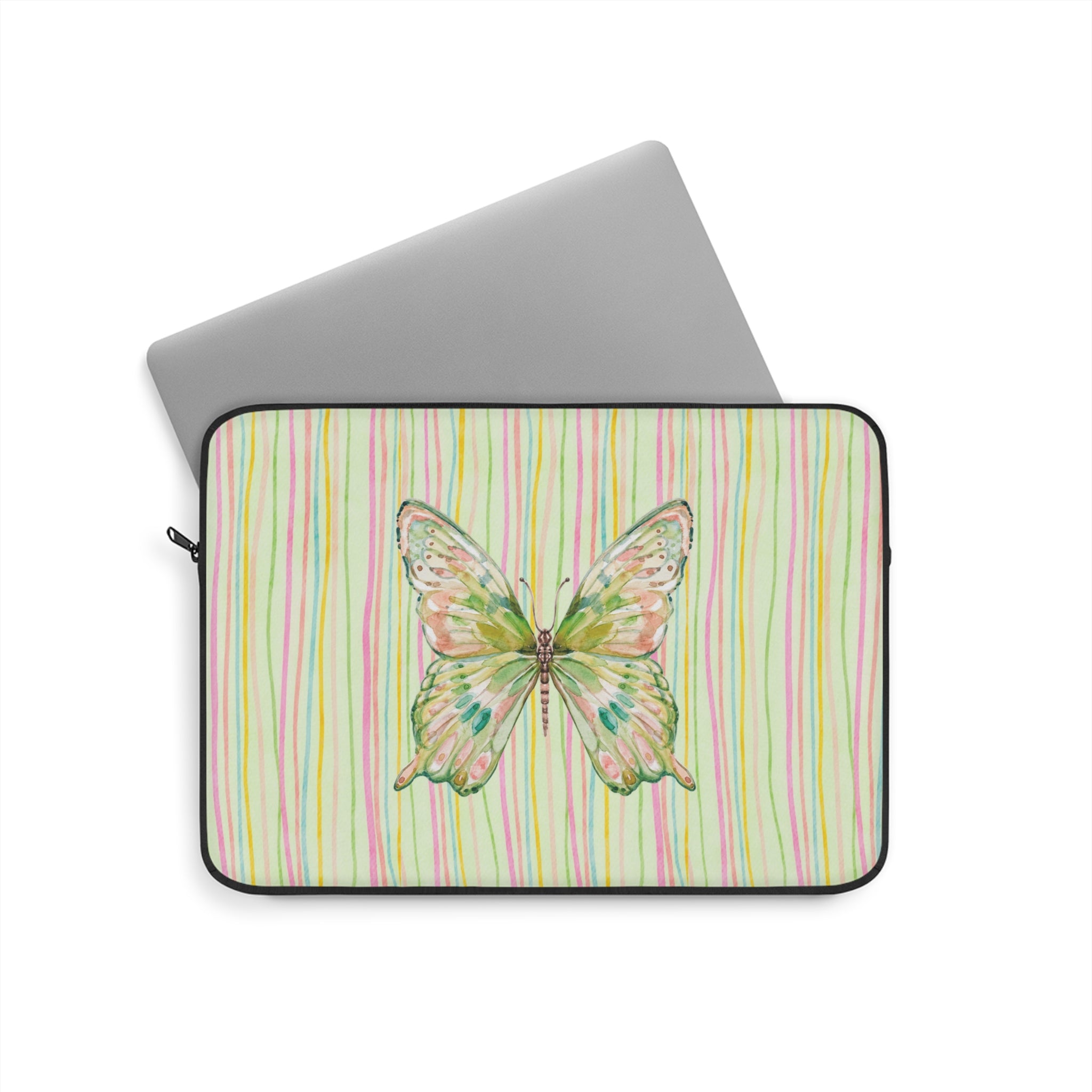 GREEN BUTTERFLY STRIPES KINDLE IPAD & LAPTOP SLEEVE