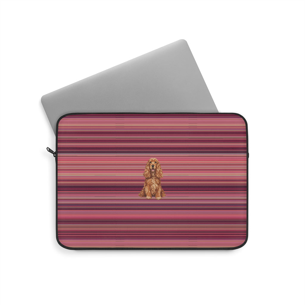 BURGUNDY STRIPES SPANIEL DOG KINDLE IPAD & LAPTOP SLEEVE