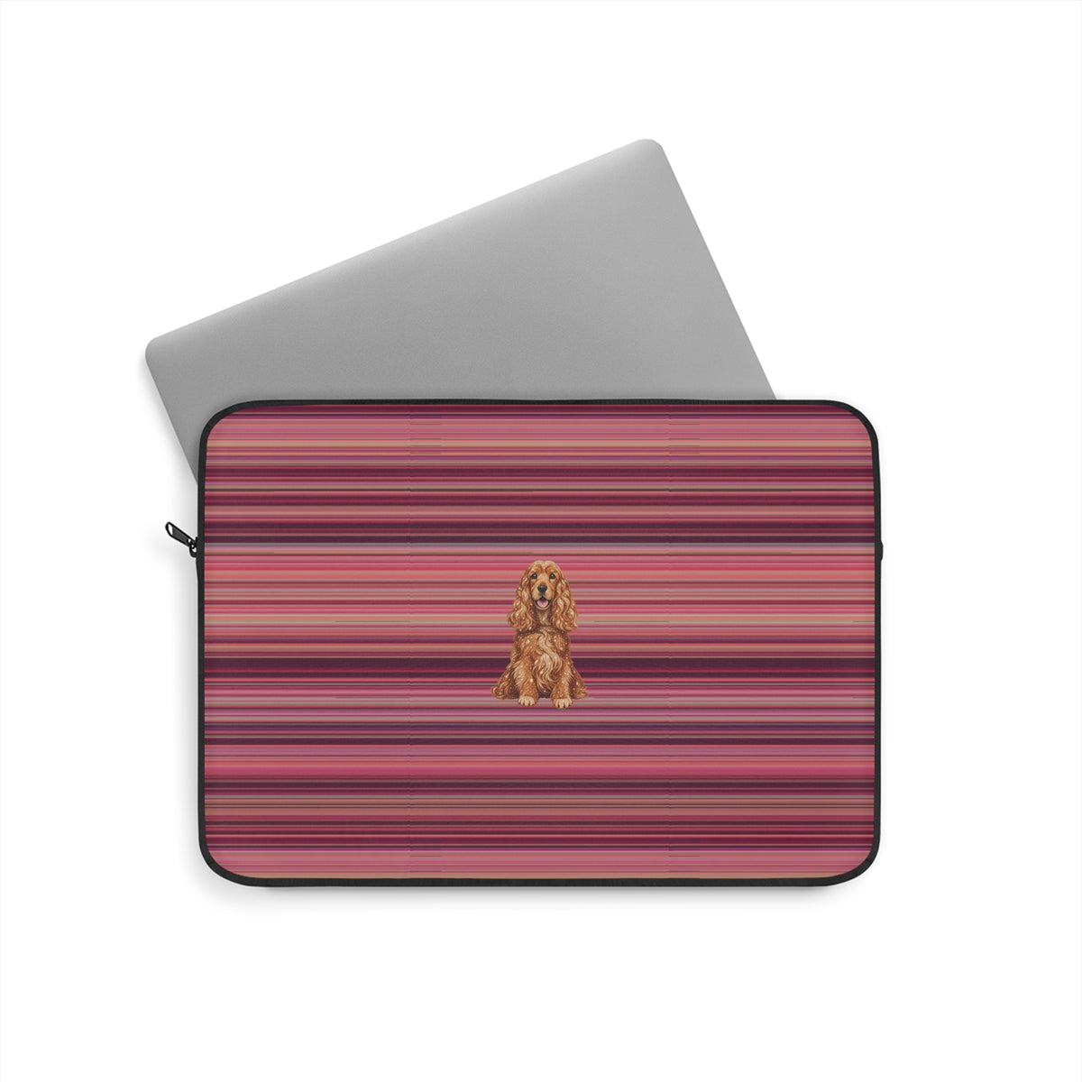 BURGUNDY STRIPES SPANIEL DOG KINDLE IPAD & LAPTOP SLEEVE