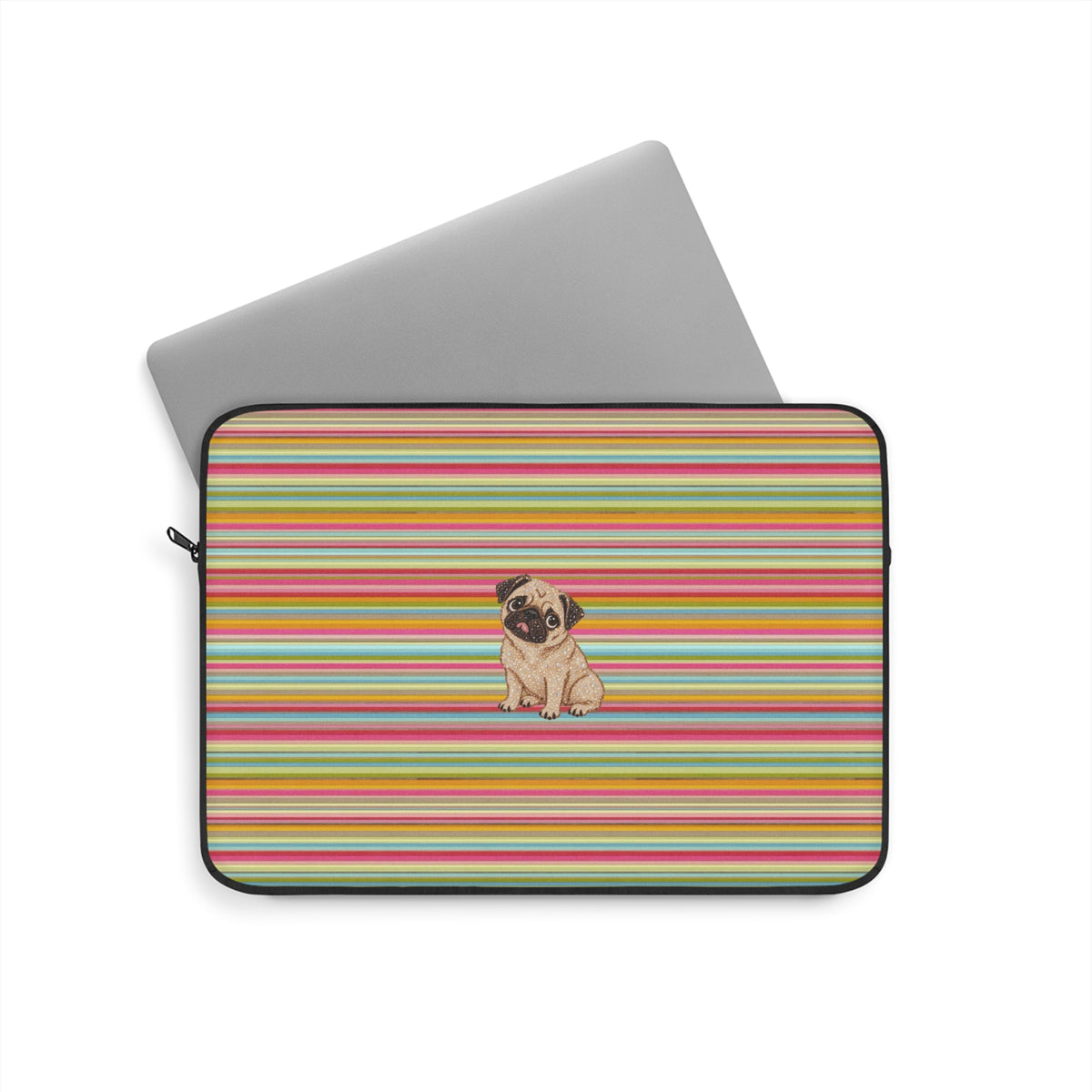 JET SET STRIPES PUG PUPPY IPAD & LAPTOP SLEEVE