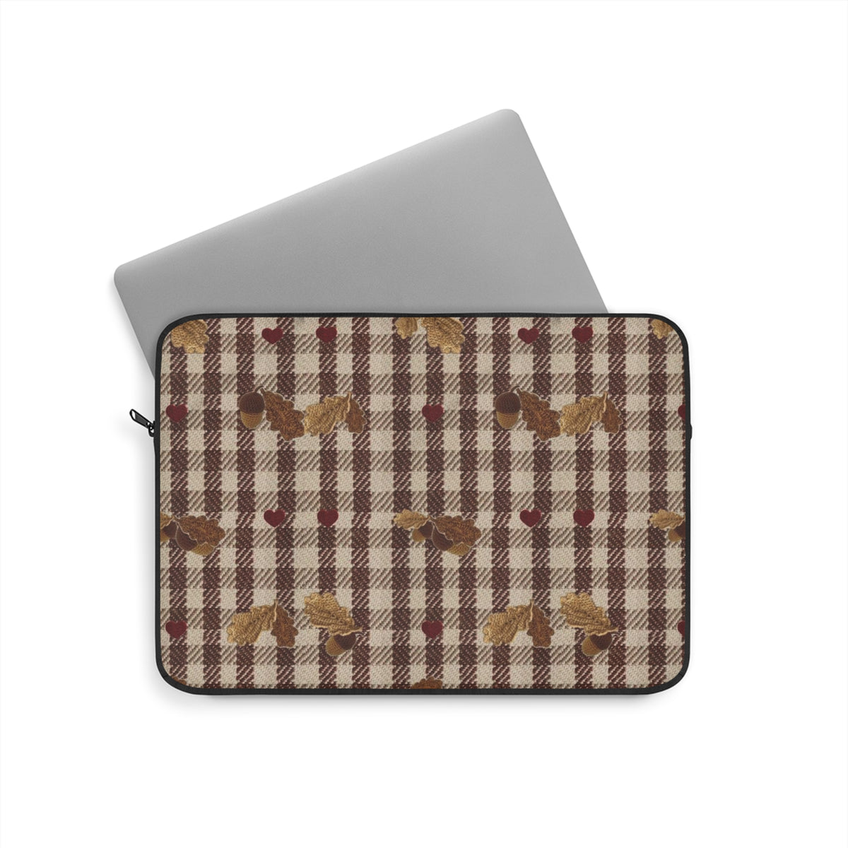 CHESTNUT GINGHAM FALL LEAVES KINDLE IPAD & LAPTOP SLEEVE