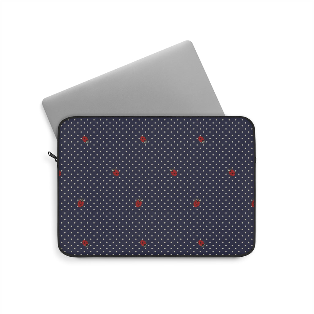 NAVY BLUE POLKA DOTS MINI LADYBUGS KINDLE IPAD & LAPTOP SLEEVE