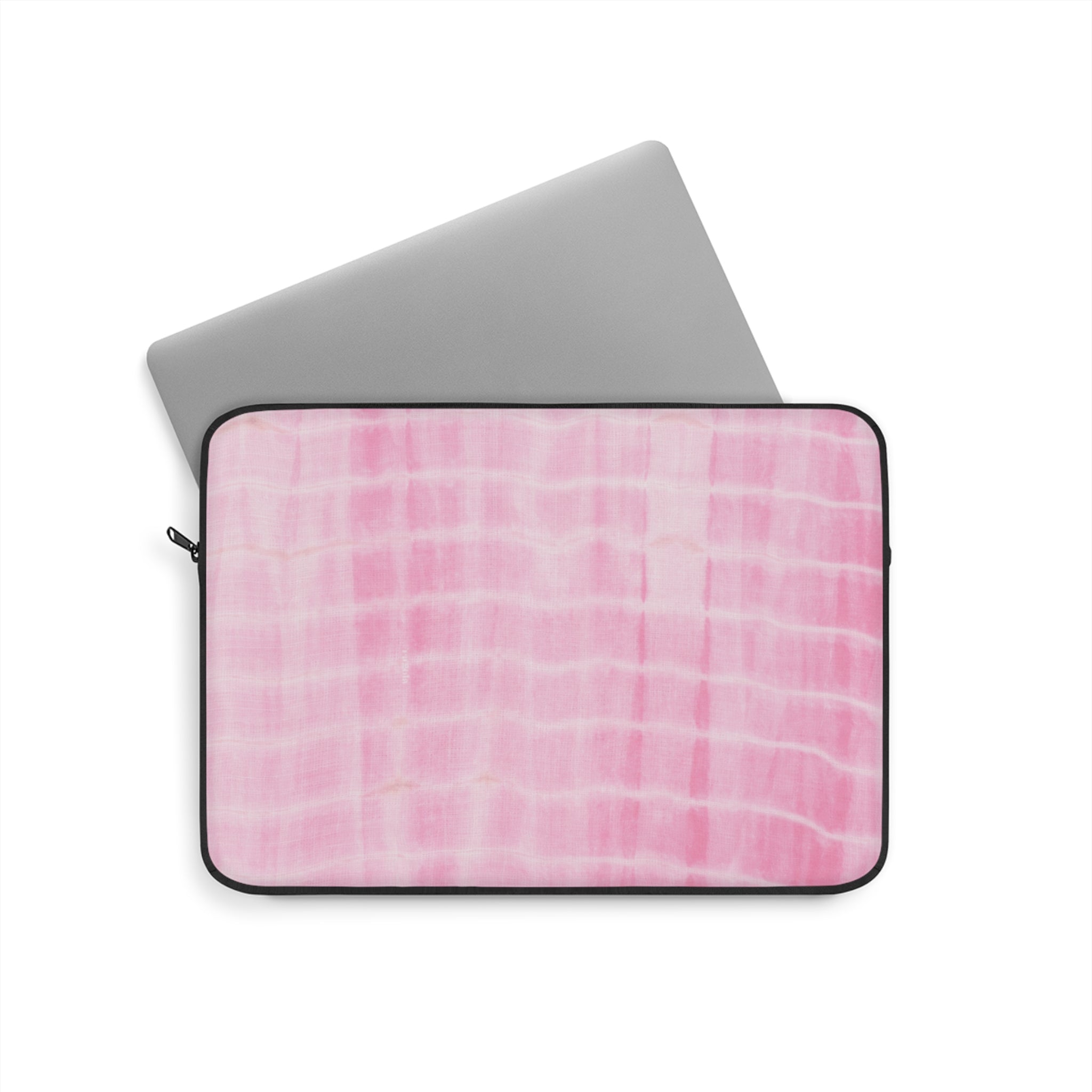 Pink tie-dye sleeve with shibori pattern and black zippered edge