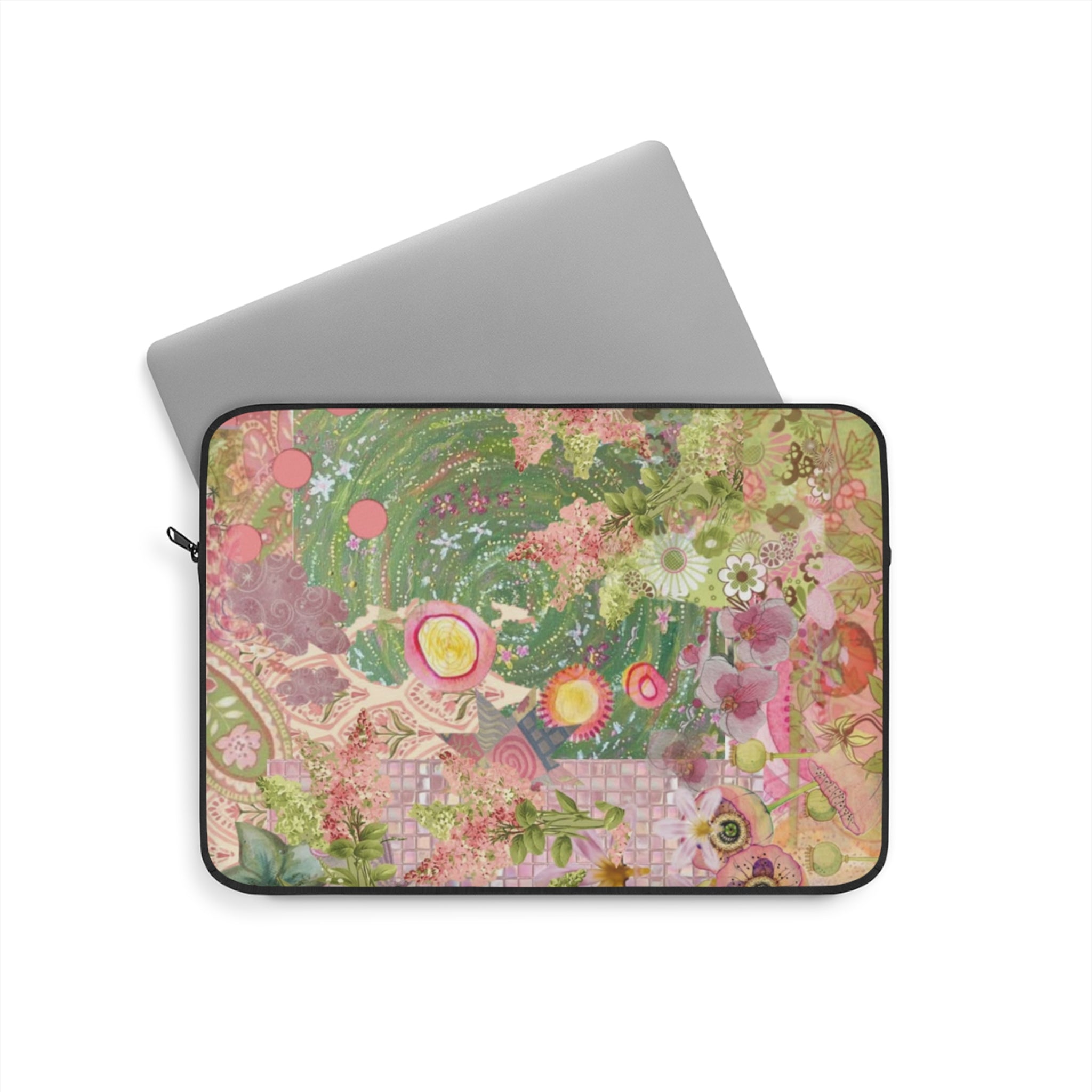 GREEN PINK MOSAIC WHIMSY KINDLE IPAD & LAPTOP SLEEVE
