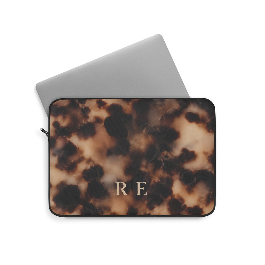 PERSONALIZED BROWN MARBLE TORTOISE SHELL MONOGRAM INITIALS CUSTOM KINDLE IPAD & LAPTOP SLEEVE