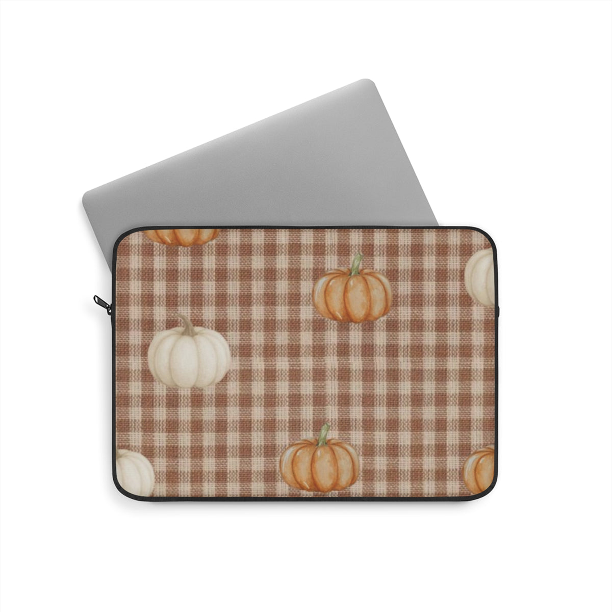 MOCHA GINGHAM PUMPKINS IPAD & LAPTOP SLEEVE