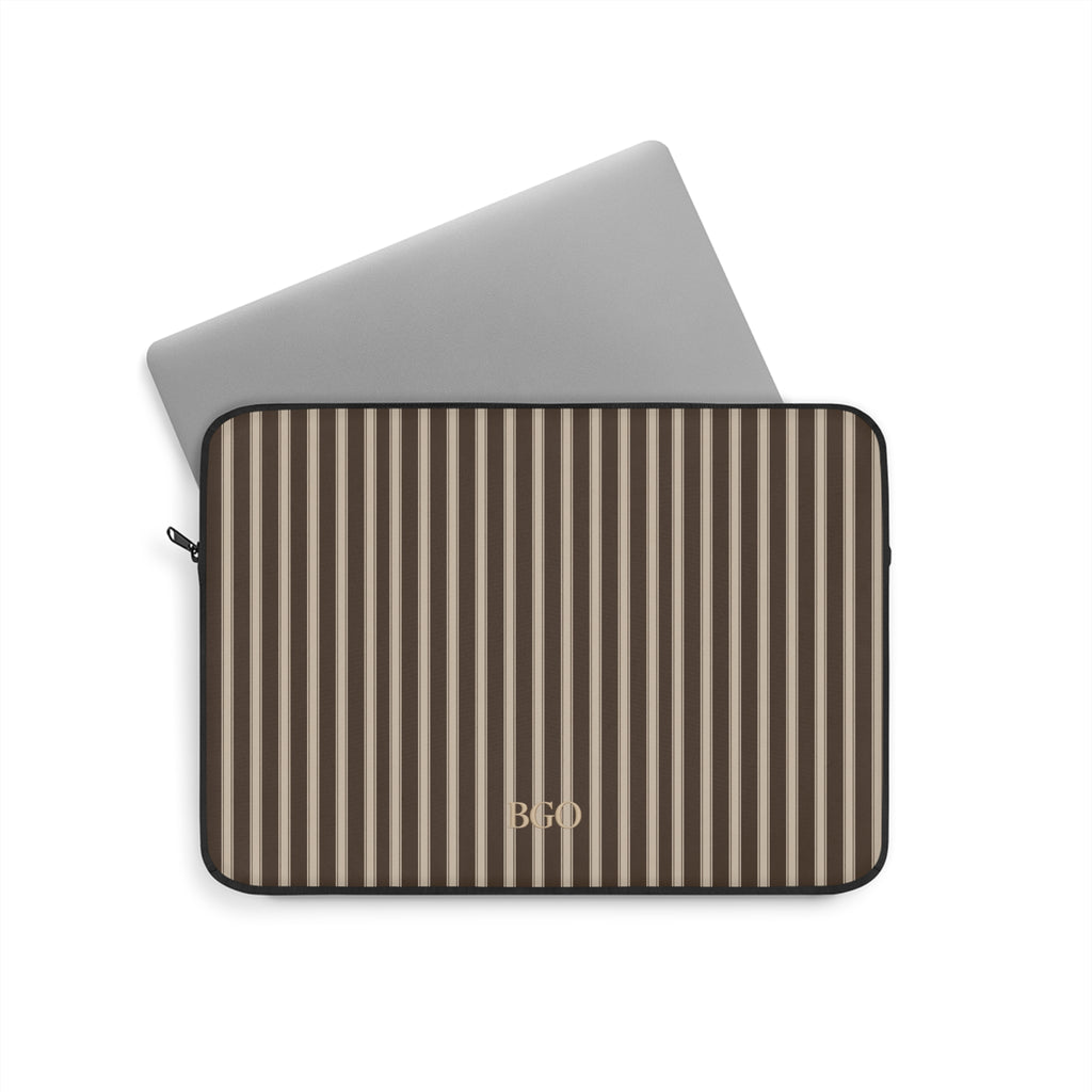 PERSONALIZED BROWN CLASSIC STRIPES INITIALS NAME KINDLE IPAD & LAPTOP SLEEVE