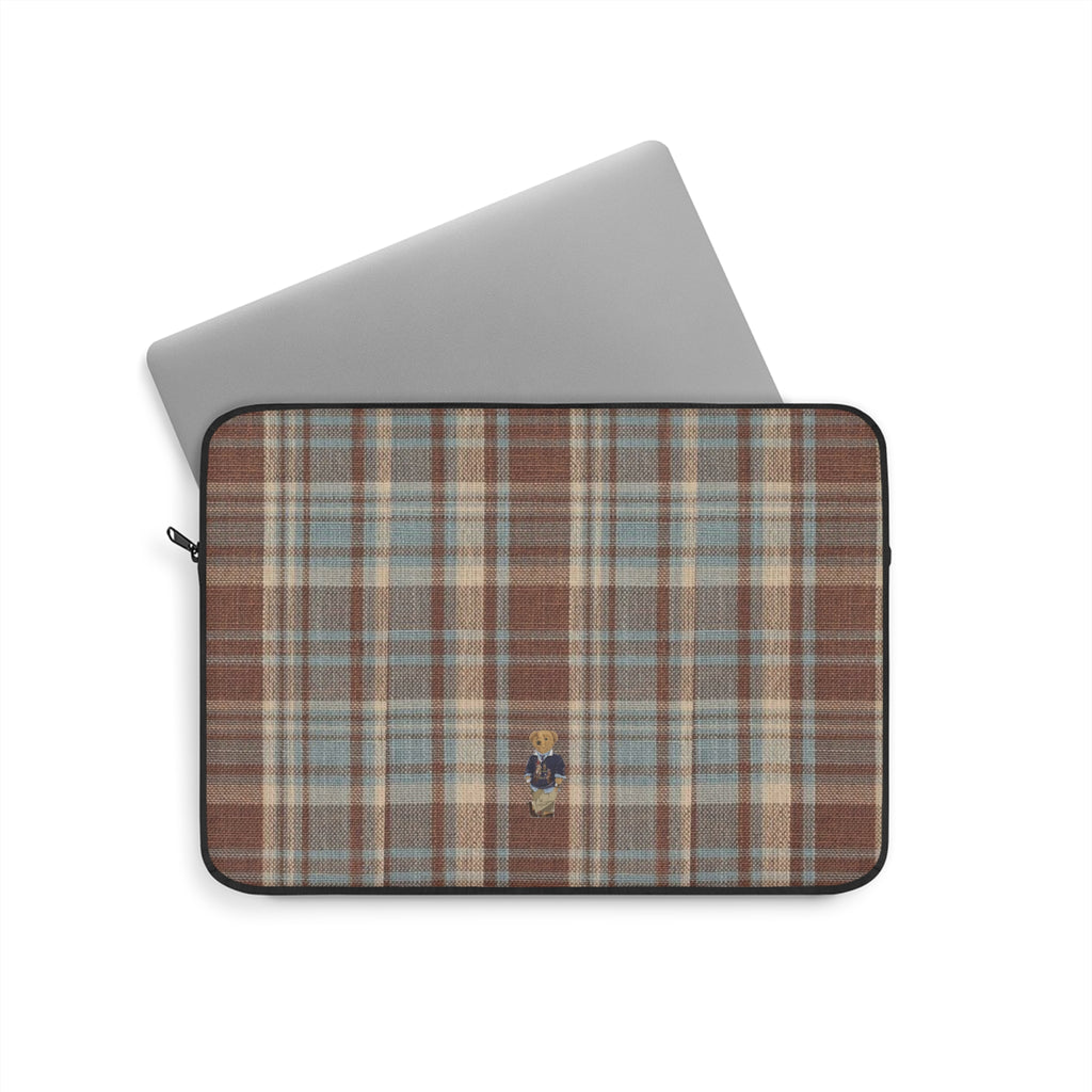 BROWN PLAID MINI TEDDY BEAR KINDLE IPAD & LAPTOP SLEEVE