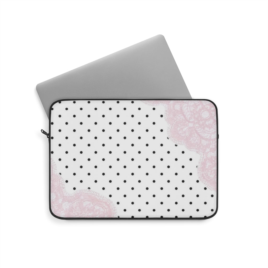 COQUETTE POLKA DOTS PINK LACE KINDLE IPAD & LAPTOP SLEEVE
