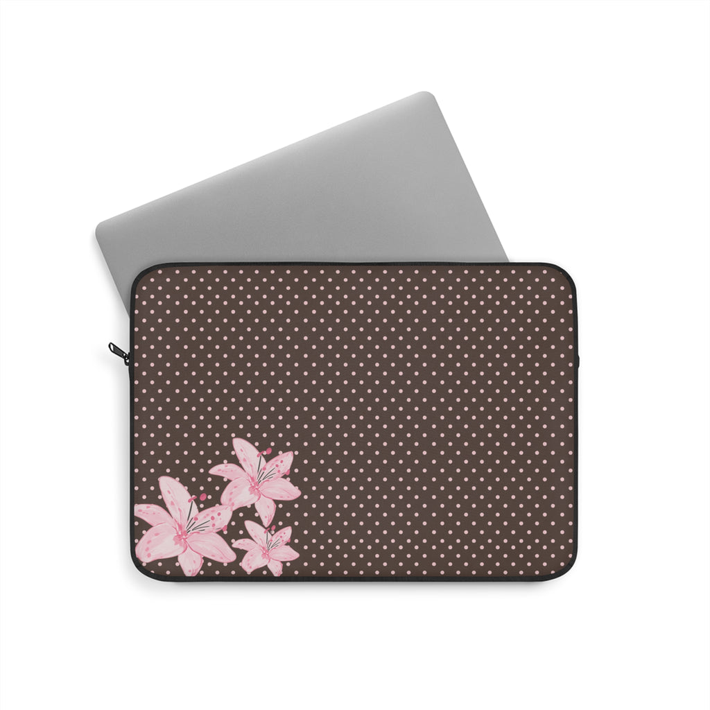 BROWN POLKA DOTS PINK FLORAL KINDLE IPAD & LAPTOP SLEEVE