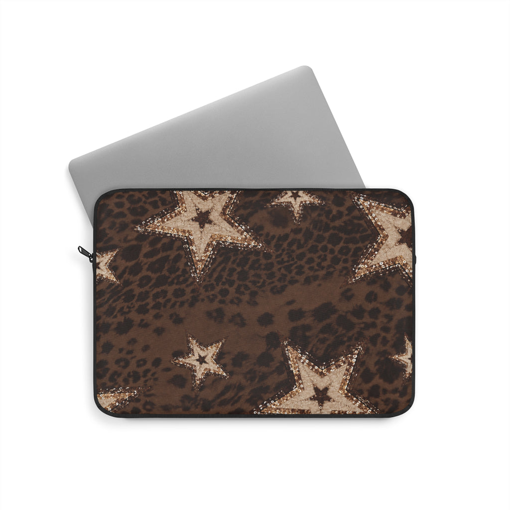 BROWN LEOPARD GOLD STARS IPAD & LAPTOP SLEEVE