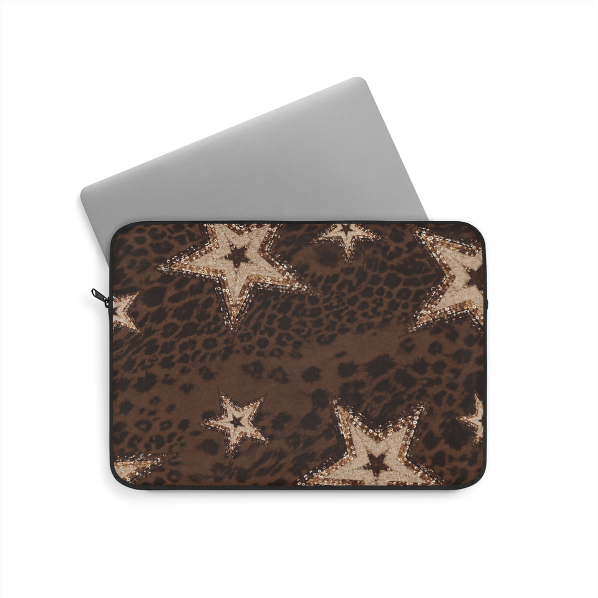 BROWN LEOPARD GOLD STARS IPAD & LAPTOP SLEEVE