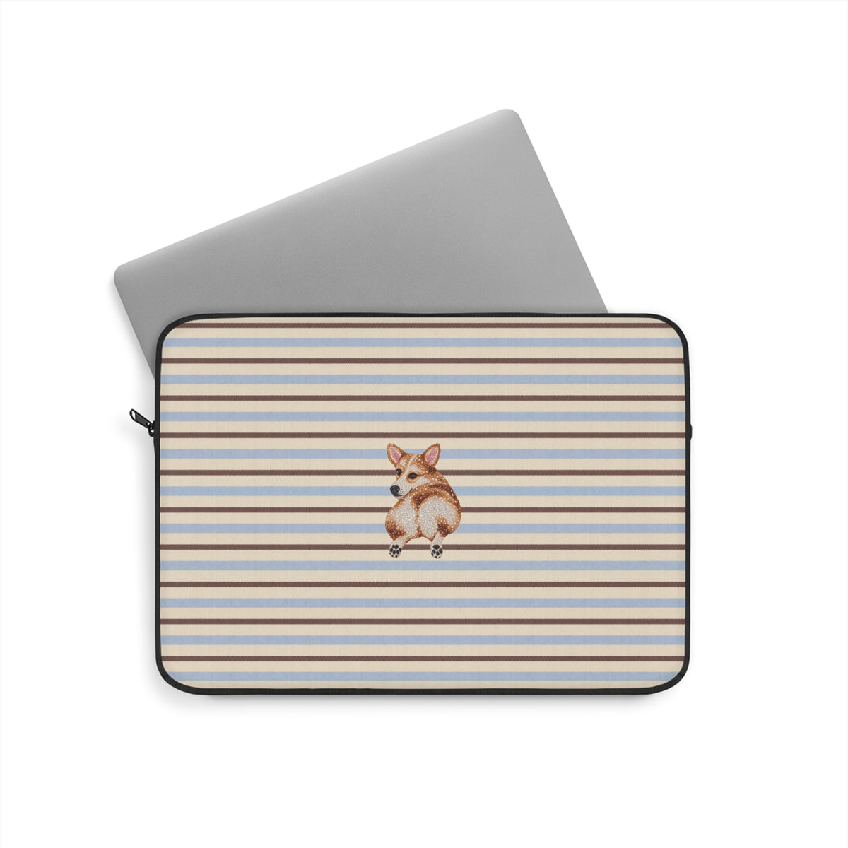 HONEY BROWN STRIPES CORGI IPAD & LAPTOP SLEEVE