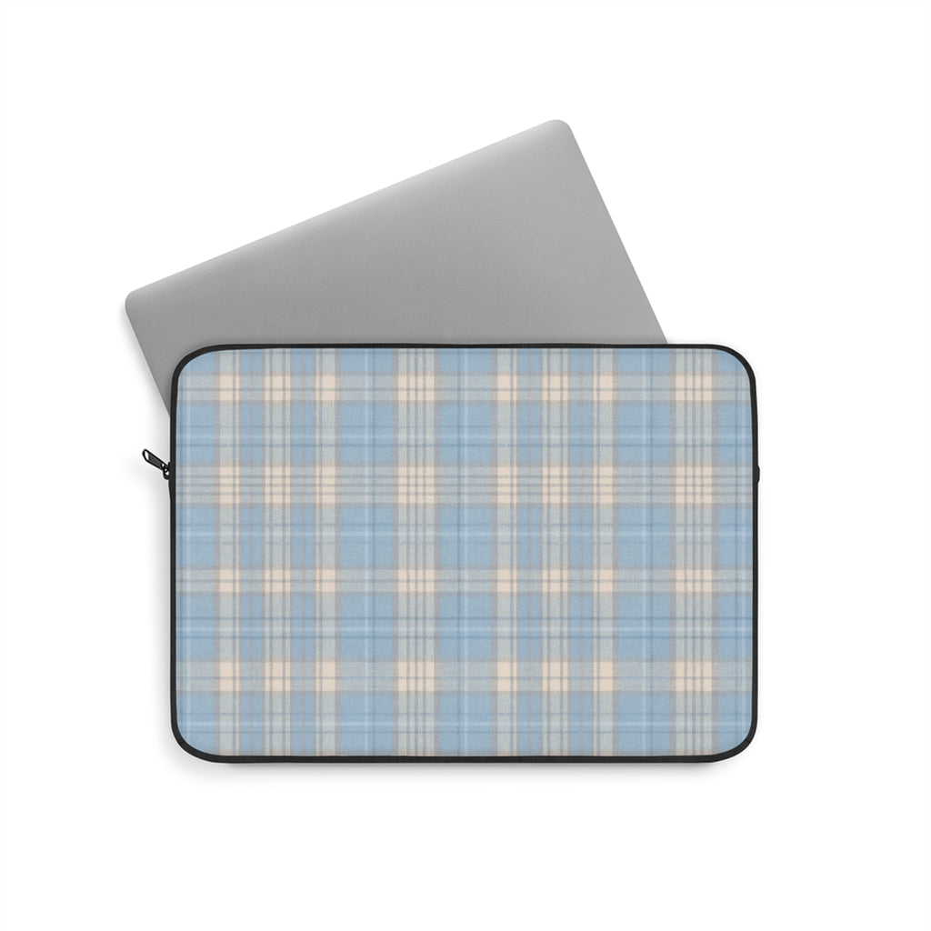 SOFT VINTAGE BLUE TARTAN PLAID KINDLE IPAD & LAPTOP SLEEVE