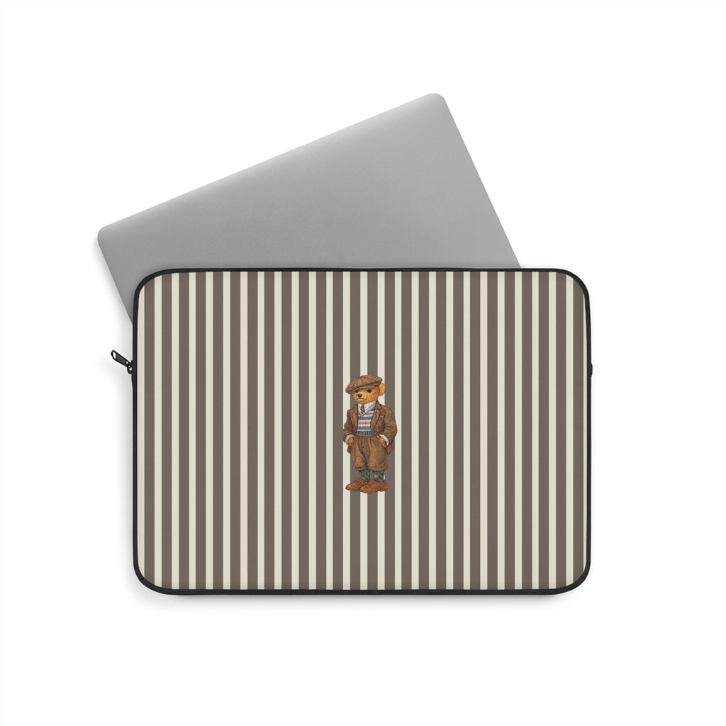 BROWN STRIPES TEDDY BEAR NEOPRENE KINDLE IPAD & LAPTOP SLEEVE
