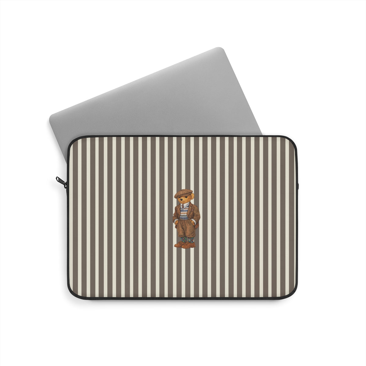 BROWN STRIPES TEDDY BEAR NEOPRENE KINDLE IPAD & LAPTOP SLEEVE