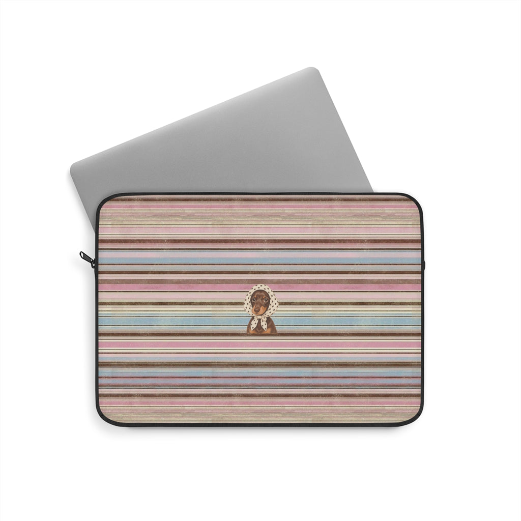 AUTUMN STRIPES PREPPY POLKA DOT DACHSHUND KINDLE IPAD & LAPTOP SLEEVE