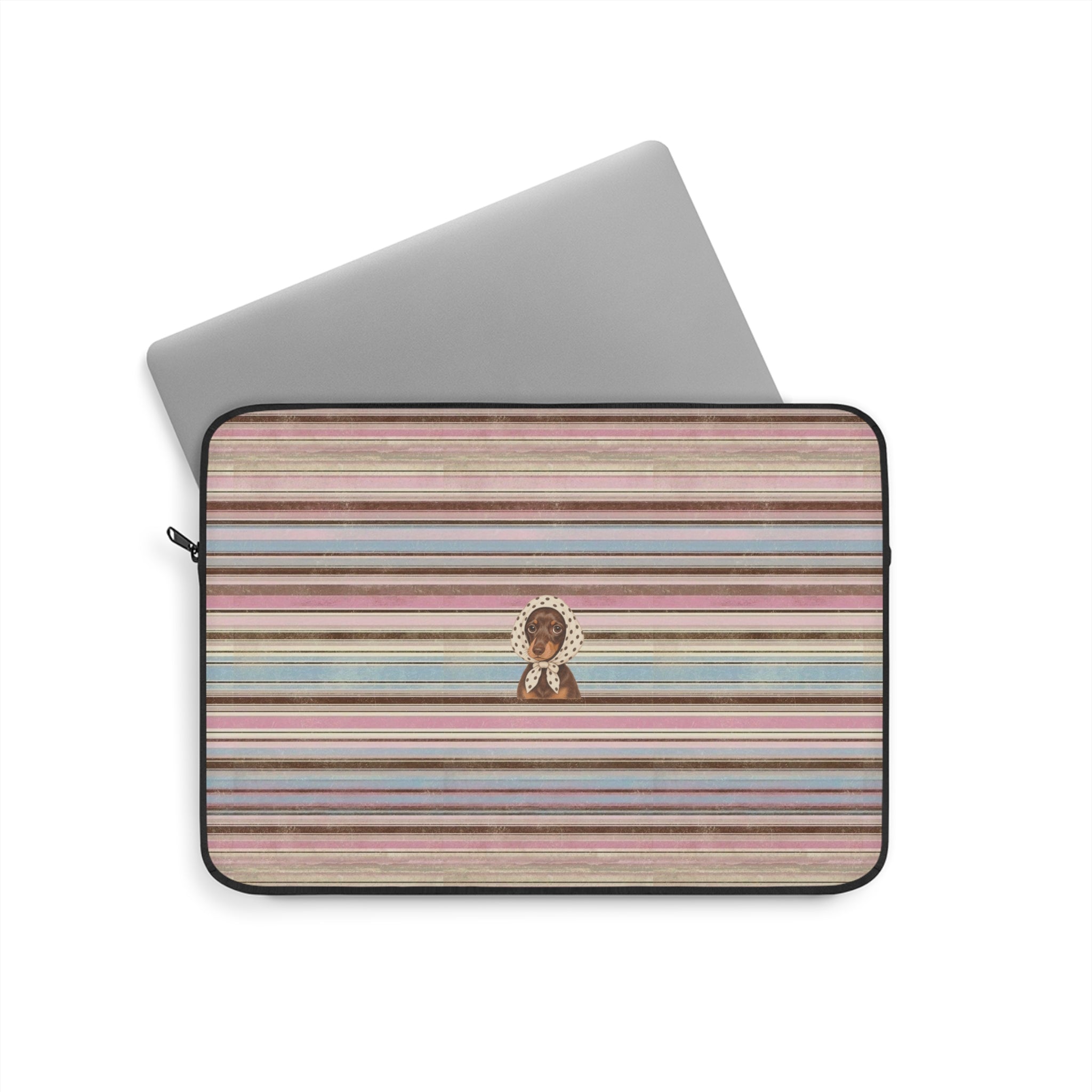 AUTUMN STRIPES PREPPY POLKA DOT DACHSHUND KINDLE IPAD & LAPTOP SLEEVE