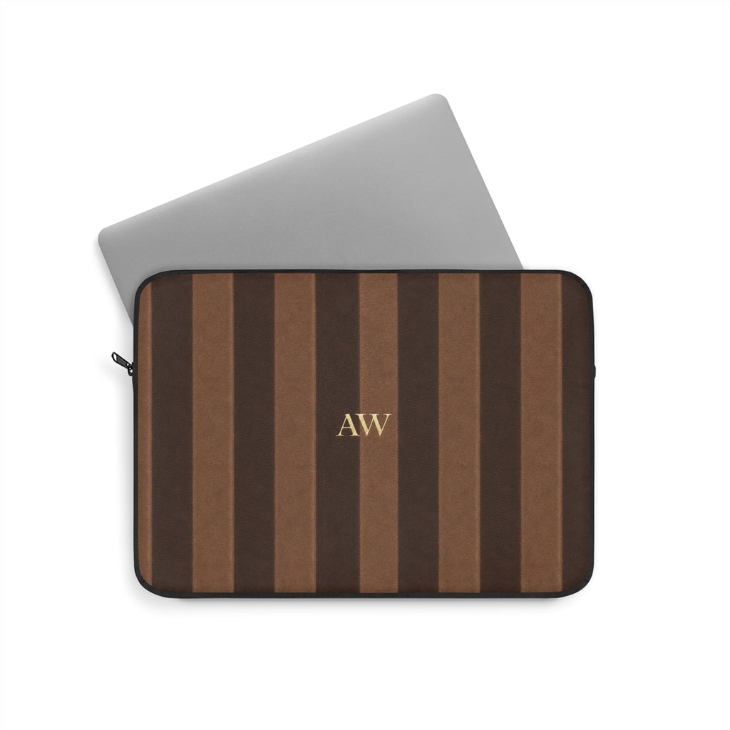 PERSONALIZED NAME CUSTOM BROWN VELVET STRIPES KINDLE IPAD & LAPTOP SLEEVE